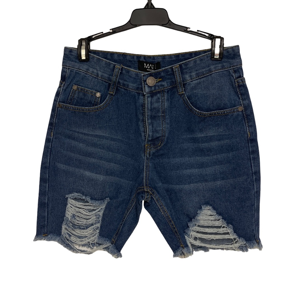 Boohoo Man NWT❗️Slim Fit Distressed Denim Shorts 28